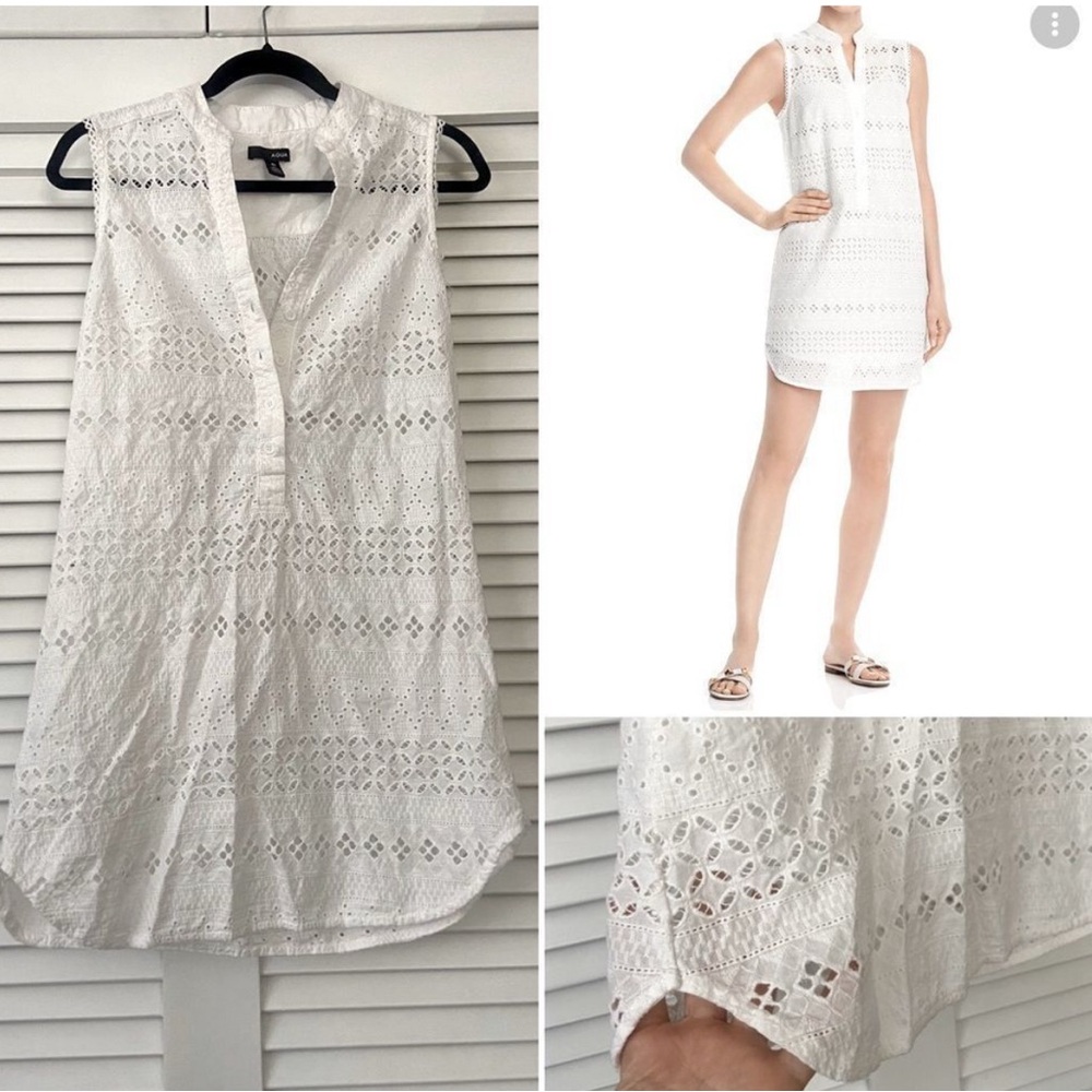 Aqua Eyelet Beach Swim Cover Up Dress Size M